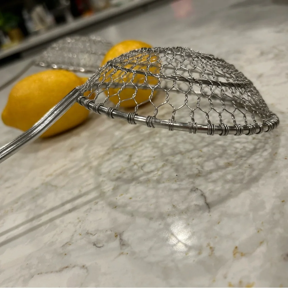 2 Stainless Steel restaurant quality Deep Frying Ladles Professional rust proof